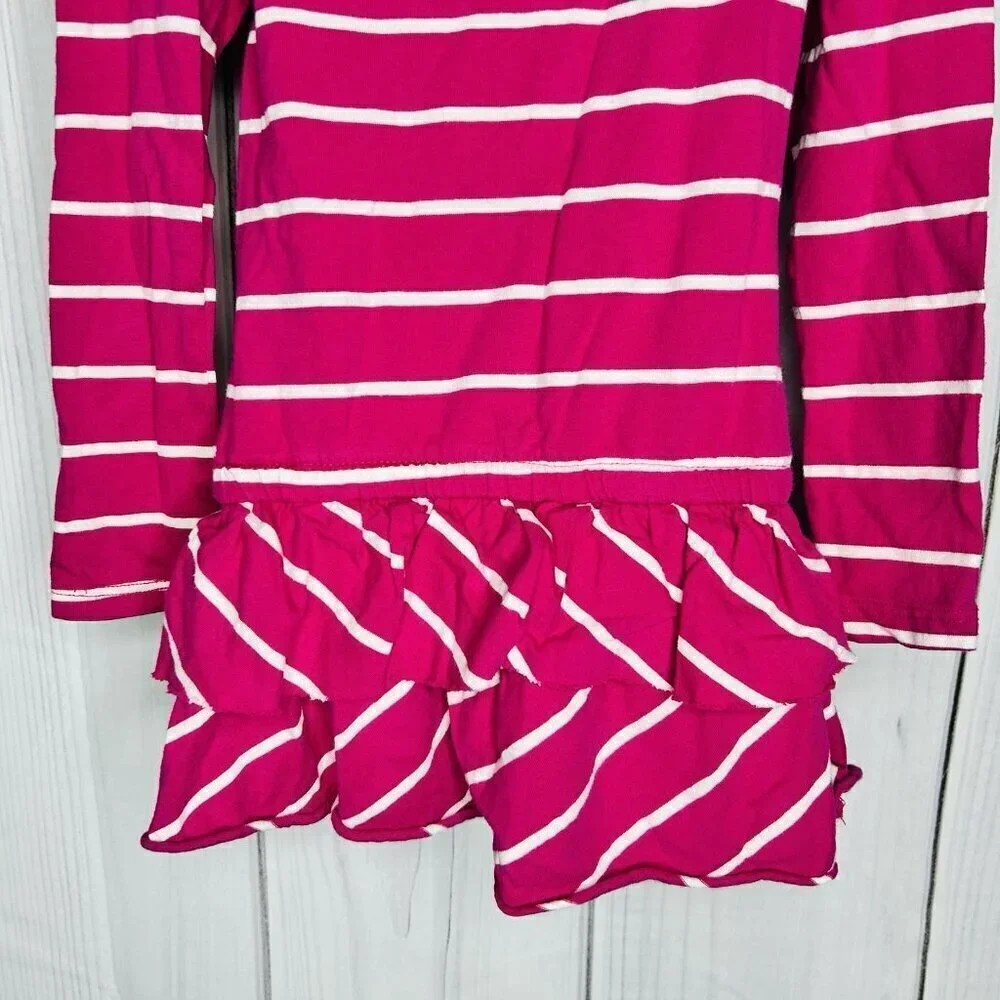 Childrens Place Girls Long Sleeve Pink Striped Sequined Dress Sz 5/6 Small Knit